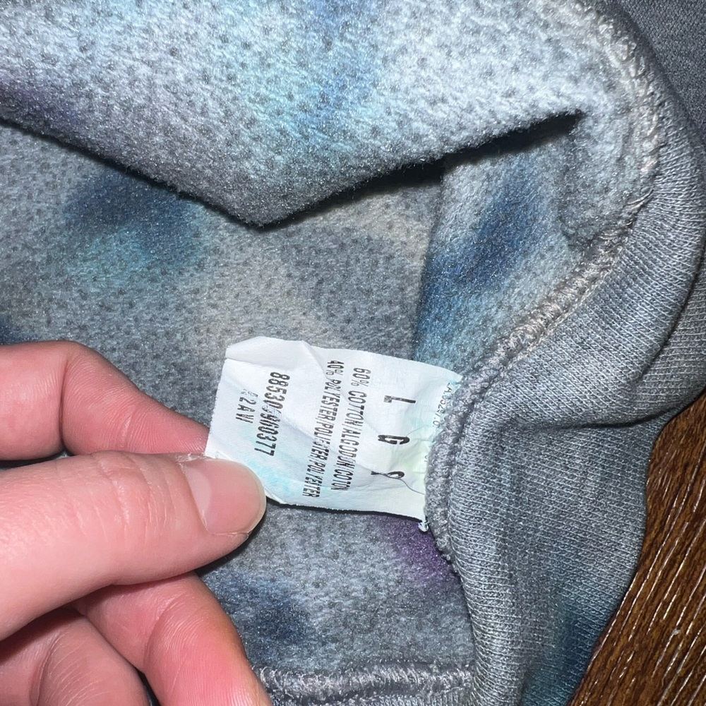 Fruit of the Loom Vintage Gray Colorful Tie-Dye Sweatshirt Cozy Pullover Size L - Picture 9 of 13